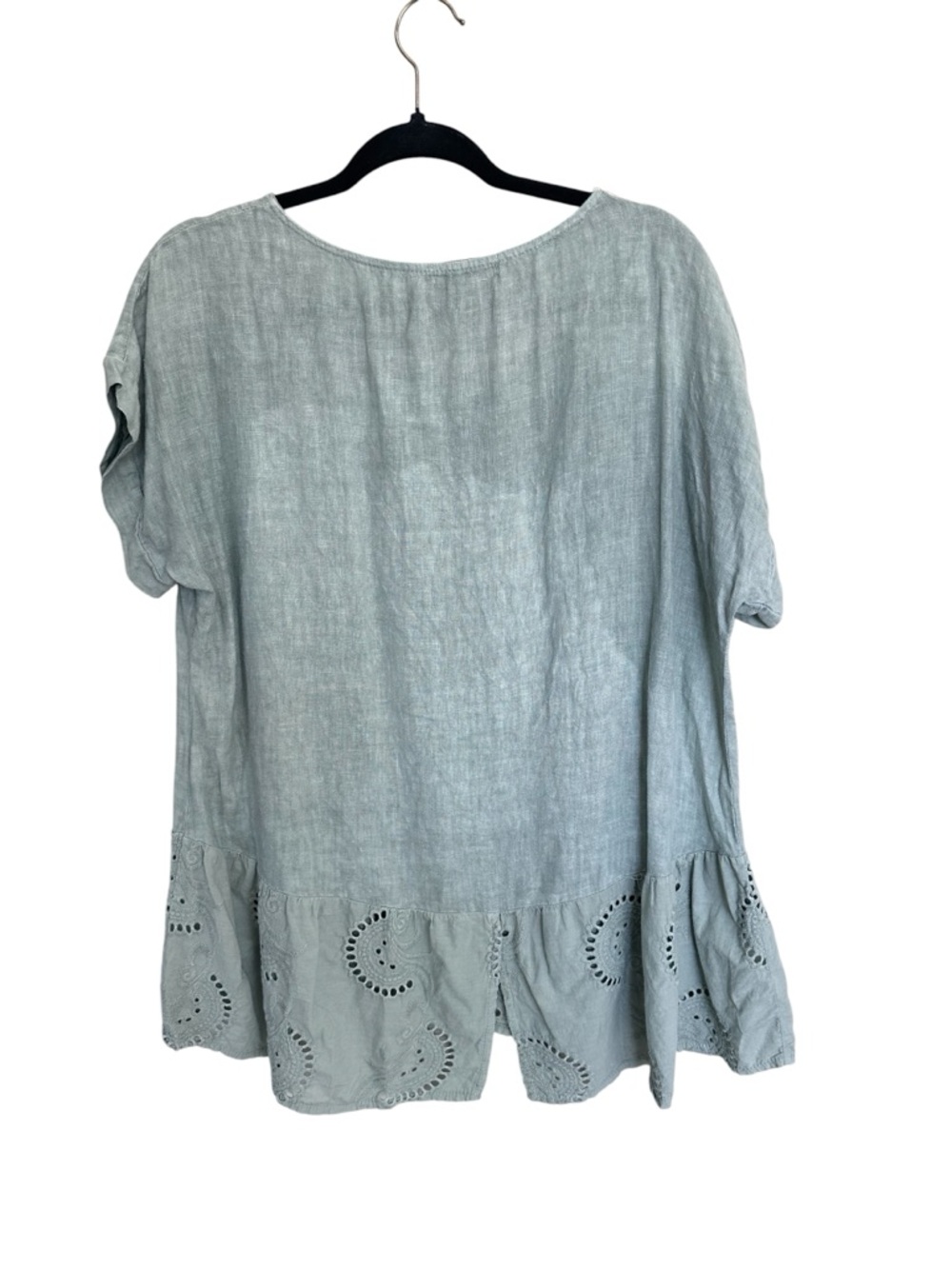 Terzo Millennio Italian Linen Tunic Top light teal Sz M - Picture 2 of 6